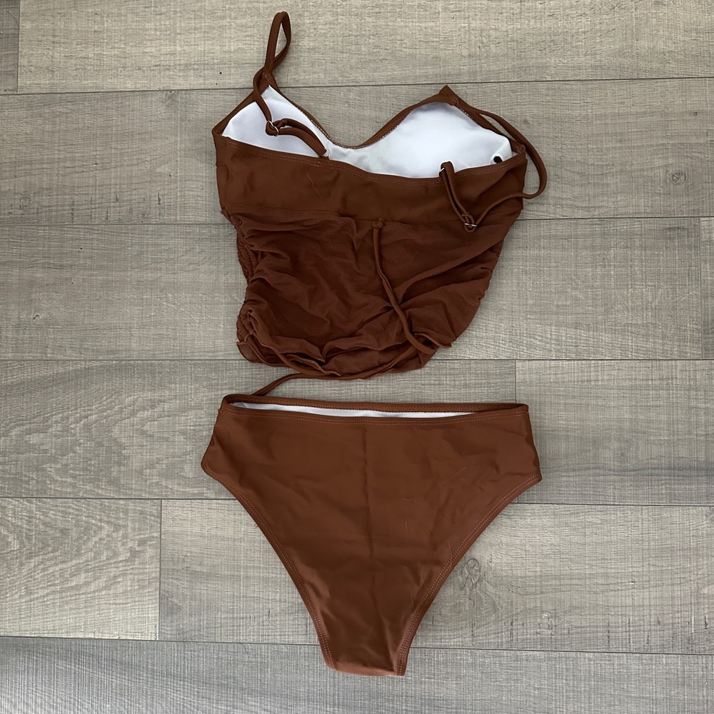 Brown Ruched Bikini Set - Picture 3 of 4